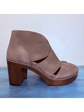 Dansko Suede Platform Peep Toe Block Heel Clog Ankle Booties Sz 42